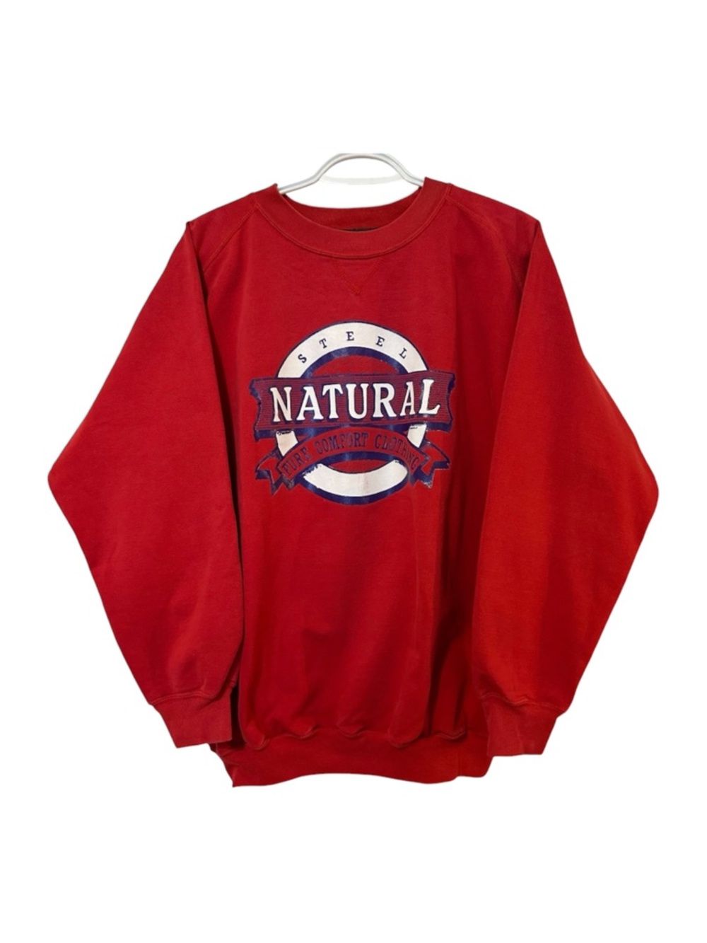 Vintage Steel Sport Natural Pure Comfort Graphic Crewneck Sweater Red Size Large